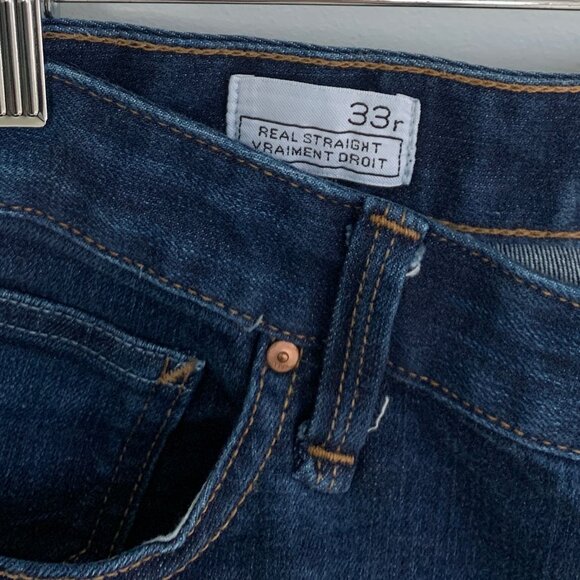 Gap 1969 Resolution Real Straight 33 / 16 Reg dark wash blue jeans #2 - Picture 11 of 15
